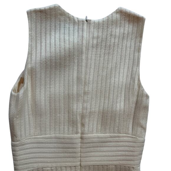 Lyn Devon Gazelle Off-White Sleeveless Inverted Pleat Texture Dress Size 8 - Picture 11 of 16